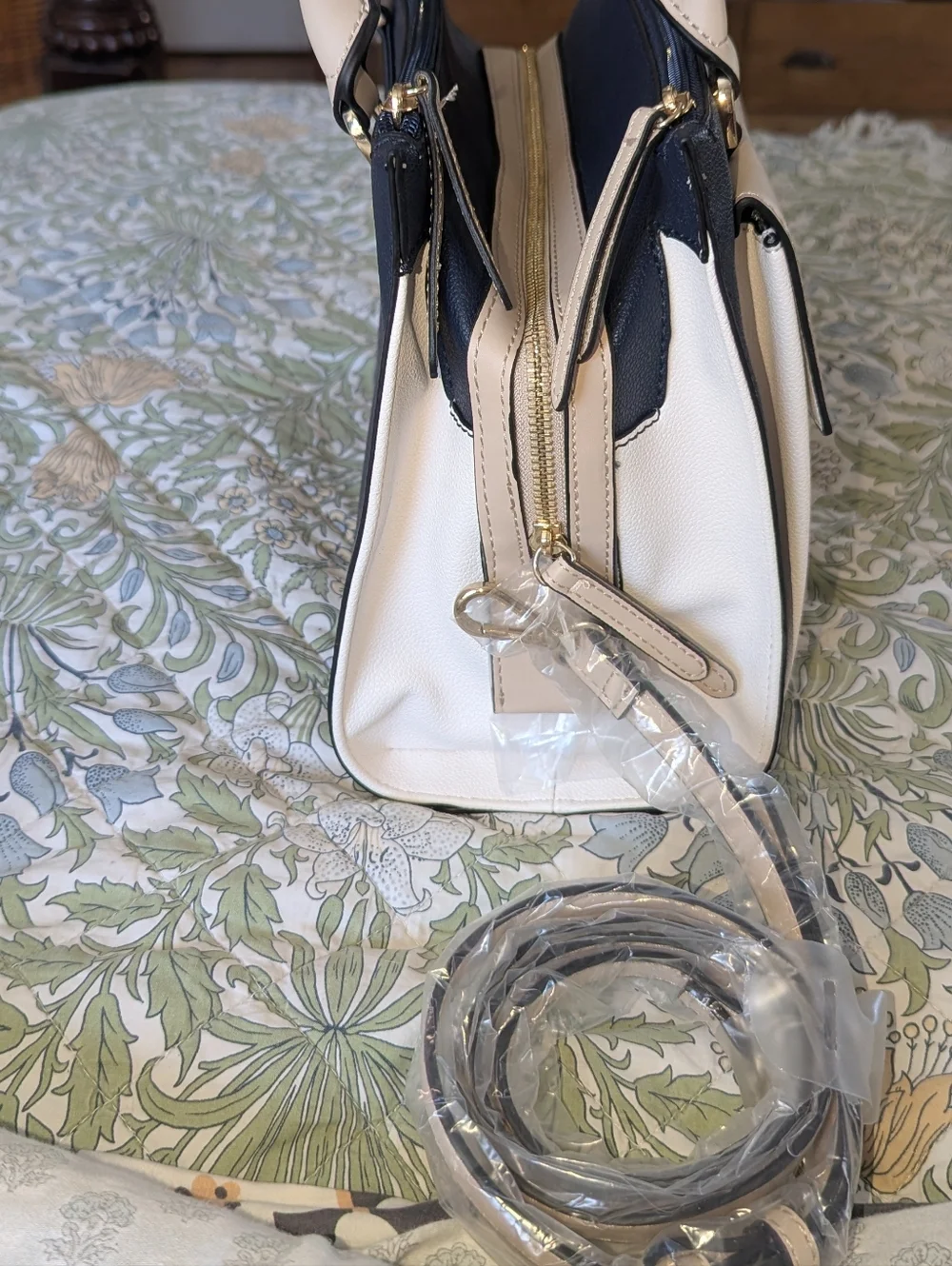Fiorelli Mia Grab Bag Two-Tone Cream & Navy Satchel